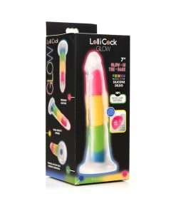 Lollicock Silicone Dildo 7 In. Rainbow Glow In The Dark
