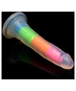 Lollicock Silicone Dildo 7 In. Rainbow Glow In The Dark