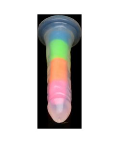 Lollicock Silicone Dildo 7 In. Rainbow Glow In The Dark