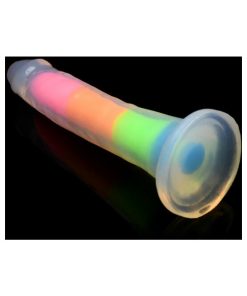Lollicock Silicone Dildo 7 In. Rainbow Glow In The Dark