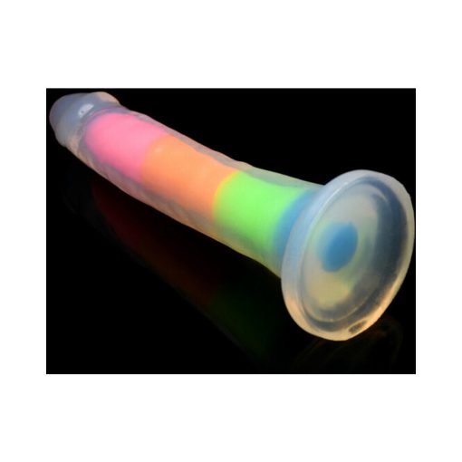 Lollicock Silicone Dildo 7 In. Rainbow Glow In The Dark - Image 4