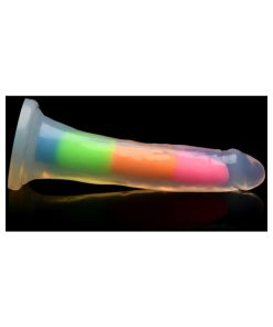 Lollicock Silicone Dildo 7 In. Rainbow Glow In The Dark