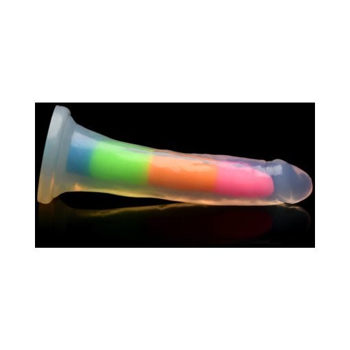 Lollicock Silicone Dildo 7 In. Rainbow Glow In The Dark - Image 6
