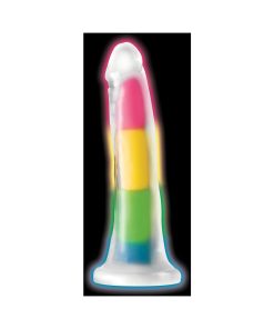 Lollicock Silicone Dildo 7 In. Rainbow Glow In The Dark