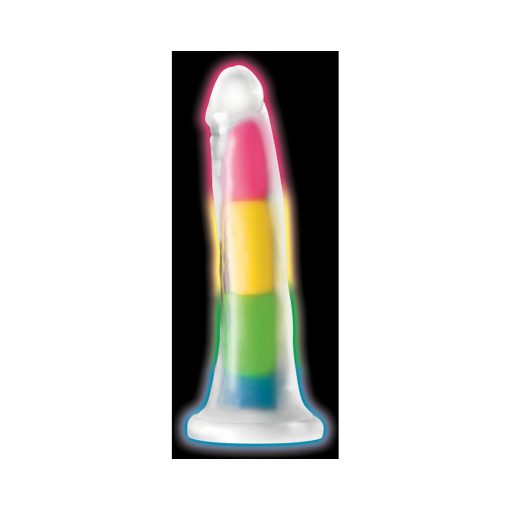 Lollicock Silicone Dildo 7 In. Rainbow Glow In The Dark - Image 7