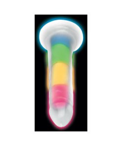 Lollicock Silicone Dildo 7 In. Rainbow Glow In The Dark