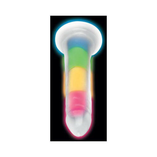 Lollicock Silicone Dildo 7 In. Rainbow Glow In The Dark - Image 8