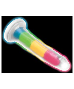 Lollicock Silicone Dildo 7 In. Rainbow Glow In The Dark