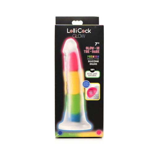 Lollicock Silicone Dildo 7 In. Rainbow Glow In The Dark - Image 12