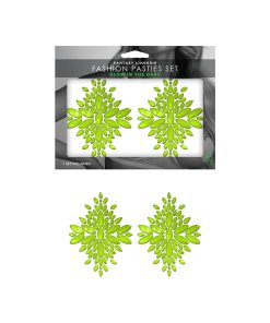 Fantasy Lingerie Glow-In-The-Dark Crystal 1 Pair Jeweled Pasties Neon Green O/S
