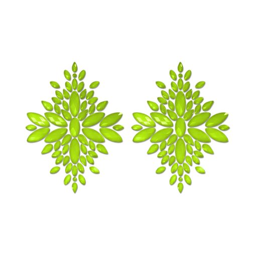 Fantasy Lingerie Glow-In-The-Dark Crystal 1 Pair Jeweled Pasties Neon Green O/S - Image 2