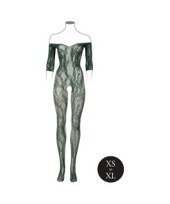 Le Desir Lace Long Sleeve Crotchless Bodystocking Green O/S
