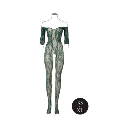 Le Desir Lace Long Sleeve Crotchless Bodystocking Green O/S - Image 4