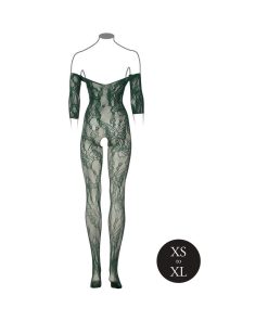 Le Desir Lace Long Sleeve Crotchless Bodystocking Green O/S