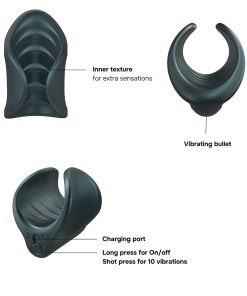 Man Wan Starter Travel Size Silicone Vibrating Masturbator Pine Grey