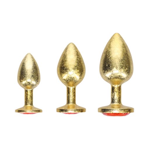 Gold Metal Anal Plug Set – Milan Collection 3-Piece Luxury Jeweled Kit - Image 2