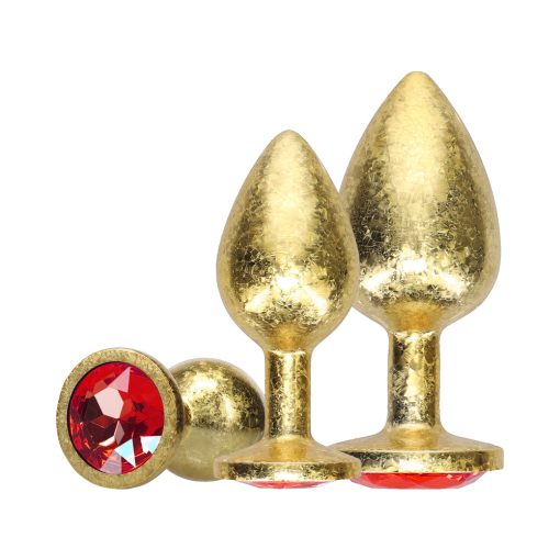 Gold Metal Anal Plug Set – Milan Collection 3-Piece Luxury Jeweled Kit - Image 3