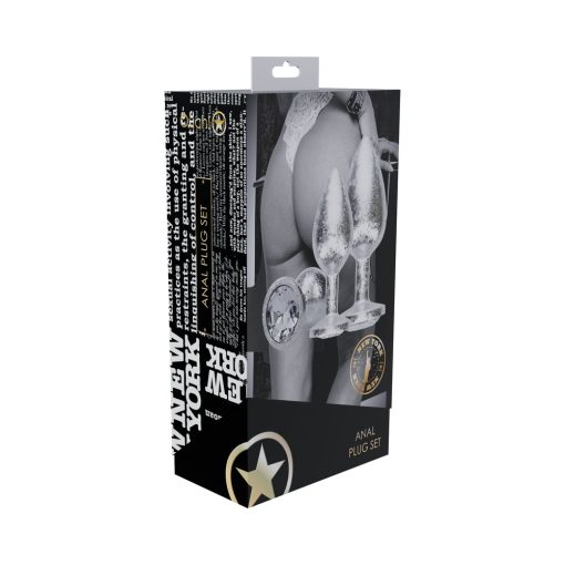 Silver Metal Anal Plug Set – New York Collection Jeweled 3-Piece Luxury Kit