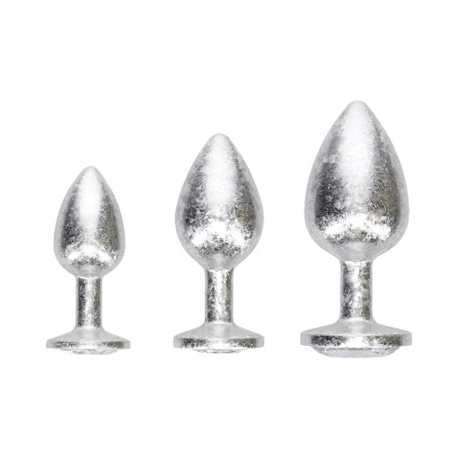 Silver Metal Anal Plug Set – New York Collection Jeweled 3-Piece Luxury Kit - Image 2