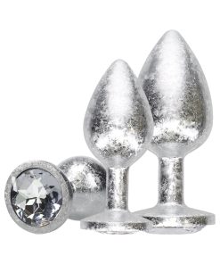 Silver Metal Anal Plug Set – New York Collection Jeweled 3-Piece Luxury Kit