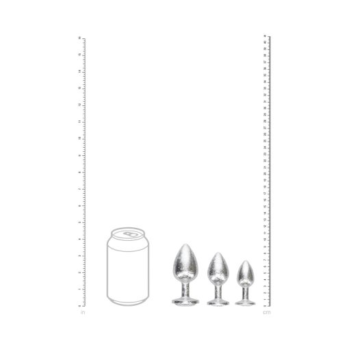 Silver Metal Anal Plug Set – New York Collection Jeweled 3-Piece Luxury Kit - Image 6