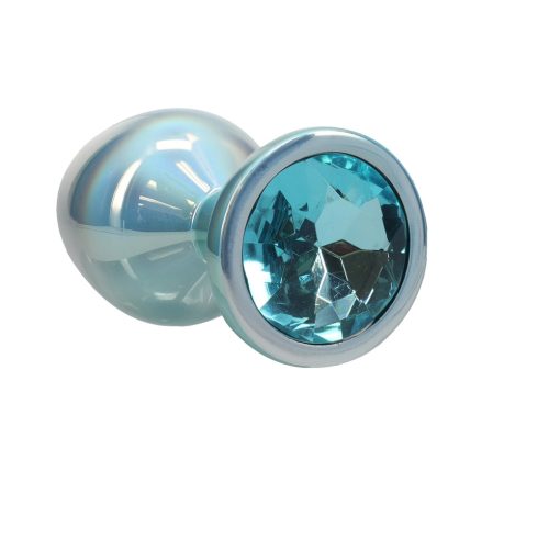Blue Metal Anal Plug Set – Paris Collection Jeweled 3-Piece Iridescent Kit - Image 4