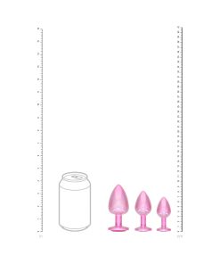 Metal Anal Plug Set – Pink Jeweled 3-Piece Aluminum Paris Collection