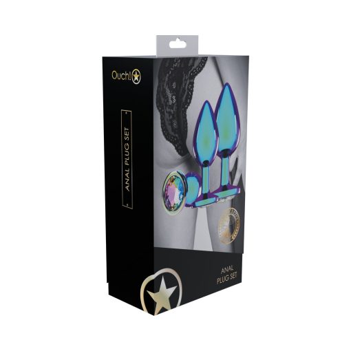 Iridescent Anal Plug Set – Venice Collection Metal Jeweled 3-Piece Trio