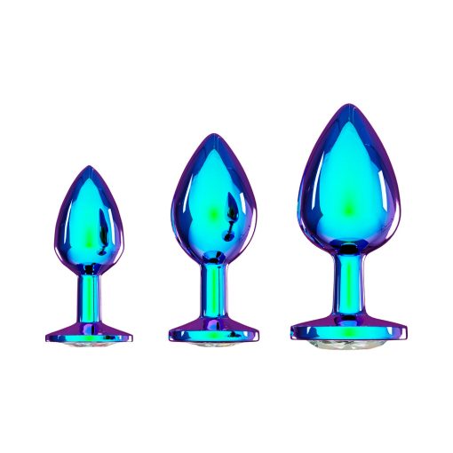 Iridescent Anal Plug Set – Venice Collection Metal Jeweled 3-Piece Trio - Image 2