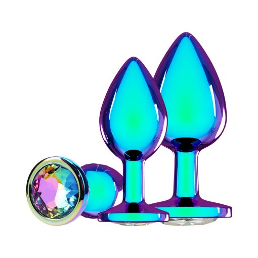 Iridescent Anal Plug Set – Venice Collection Metal Jeweled 3-Piece Trio - Image 3