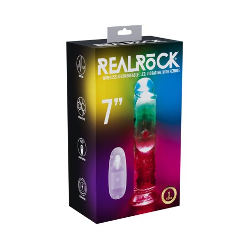 Vibrating Dildo 7 Inch – Clear Remote Control Suction Rechargeable Dildo