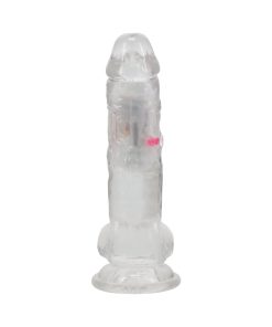 Vibrating Dildo With Balls – 7 Inch Clear Remote Control Rechargeable Toy