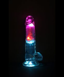 Vibrating Dildo With Balls – 7 Inch Clear Remote Control Rechargeable Toy