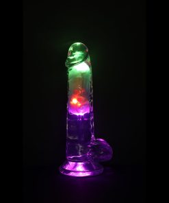 Vibrating Dildo With Balls – 7 Inch Clear Remote Control Rechargeable Toy