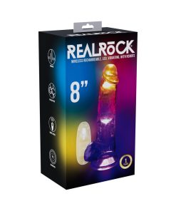 Vibrating Dildo With Balls – 8 Inch Clear Remote Control Rechargeable Toy