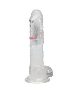 Vibrating Dildo With Balls – 8 Inch Clear Remote Control Rechargeable Toy