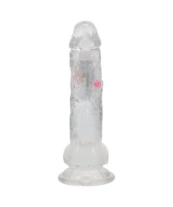 Vibrating Dildo With Balls – 8 Inch Clear Remote Control Rechargeable Toy