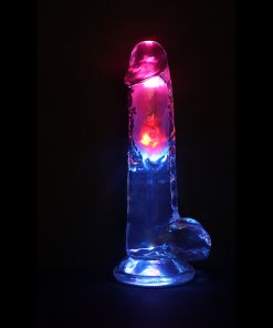 Vibrating Dildo With Balls – 8 Inch Clear Remote Control Rechargeable Toy