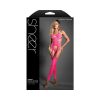 Sheer Halter Bodystocking & G-String Neon Pink Slashed Knit Lingerie