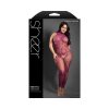 Fantasy Lingerie Sheer Endless Embrace Crotchless Floral Knit Bodystocking Open Back Magenta Queen Size