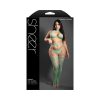 Plus Size Halter Lingerie Set – Green Lace Top, Gartered Stockings & G-String