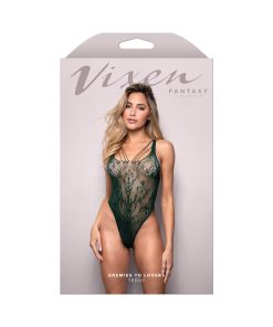 Fantasy Lingerie Vixen Seamless Lace Teddy Green – One Size Fits 2–12