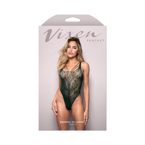 Fantasy Lingerie Vixen Seamless Lace Teddy Green – One Size Fits 2–12