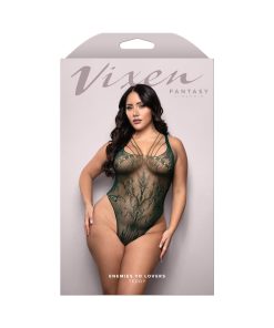 Fantasy Lingerie Vixen Seamless Lace Teddy Green – Queen Size 14–18
