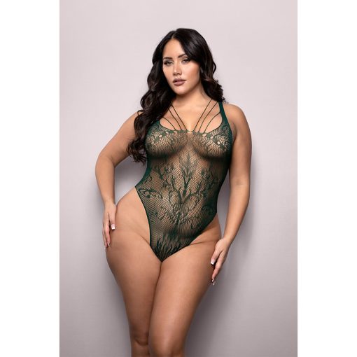Fantasy Lingerie Vixen Seamless Lace Teddy Green – Queen Size 14–18 - Image 2