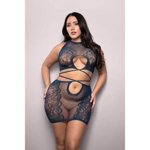 Fantasy Vixen At Last Plus Size Lace Top & Skirt Set – Navy (14–18) - Image 2
