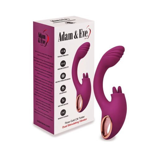 Adam & Eve Dual Stimulating Clit Tickler Vibrator in Rose Gold