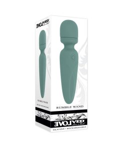 Evolved Rumble Wand Rechargeable Vibrating Mini Wand Silicone Green