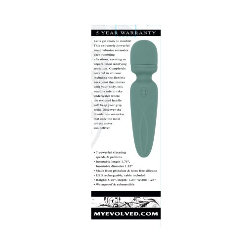 Evolved Rumble Wand Rechargeable Vibrating Mini Wand Silicone Green - Image 8