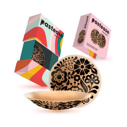 Pastease Halos Reusable Sticky Adhesive Silicone Nipple Cover Floral Nude Large D+ Cup - Image 5
